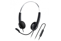 Genius HS-220U AI, headphones with microphone, wired black, 2.0, closed-back, USB-C