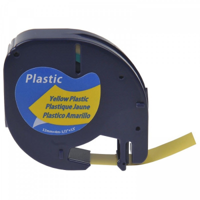 Dymo 91211 LetraTag 12mm x 4m, black text / fluorescent yellow tape, compatible tape