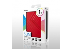 Apacer external hard disk, AC236, 2.5", USB 3.0 (3.2 Gen 1), 1TB, AP1TBAC236R-1, red