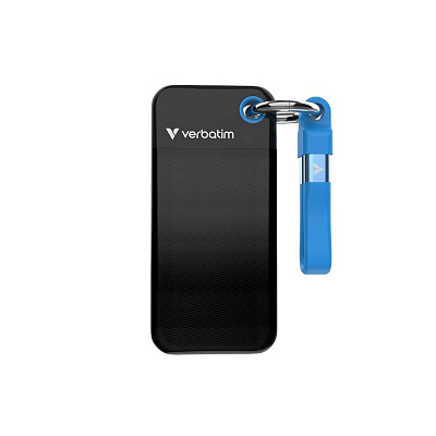 VERBATIM External SSD Pocket SSD 2TB, USB-C 3.1, black/blue