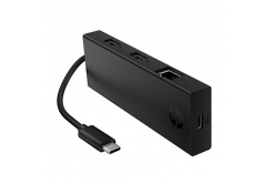 HP USB-C multiport hub 4-port, B8SU8UT, black, cable length 15 cm, 1 USB Type-C, 2 USB Type-A, 1 RJ-45