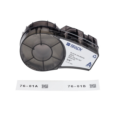 Brady M21-750-581-WT / 152247, 19.05 mm, Vinyl, black text / white tape