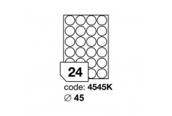 Self-adhesive labels 45 mm, 24 labels, A4, 100 sheets, round