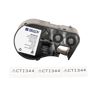 Brady M4-89-422 / 170737, 12.70 mm x 38.10 mm, Polyester, black text / white tape