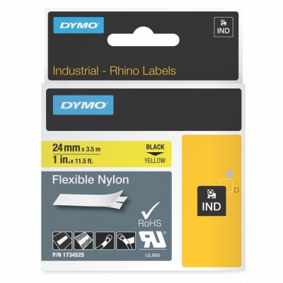 Dymo Rhino 1734525, S0773850, 24mm x 3,5m black print / yellow tape , original tape
