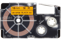 Casio XR-18FOE , 18mm x 8m, černý tisk / signální oranžový podklad, kompatibilní páska