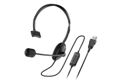 Genius HS-100U, headphones with microphone, volume control, black, 2.0, over-ear, USB