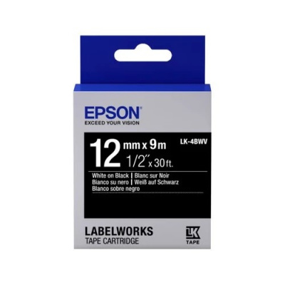 Epson LabelWorks LK-4BWV C53S654009 12mm x 9m, white text / black tape, original tape