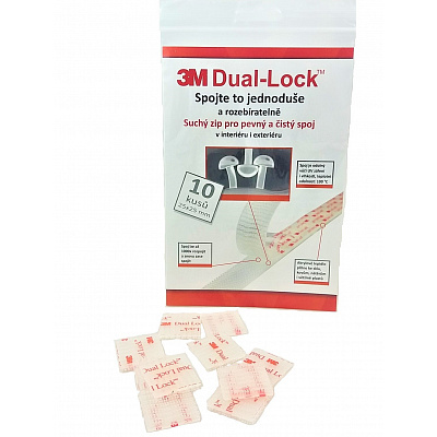 3M Dual-Lock™, transparentní, balení = 10 čtverečků 25 x 25 mm