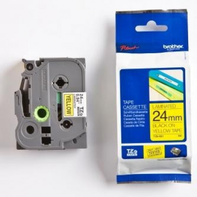 Brother TZ-651 / TZe-651, 24mm x 8m, black text / yellow tape, original tape