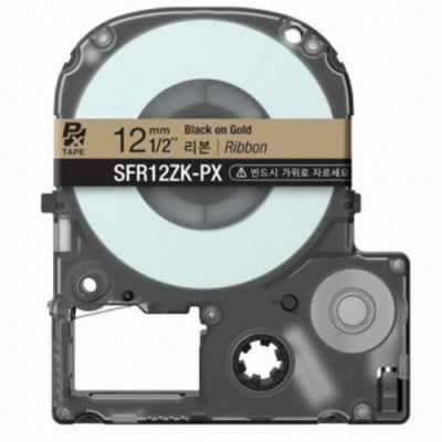 Epson LC-SM12ZW, 12mm x 8m, black text / gold tape, compatible tape