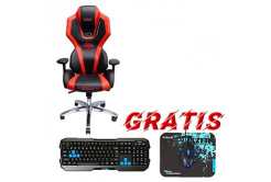 E-blue AUROZA gaming chair, red, backlit, + Polygon gaming set