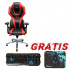 E-blue AUROZA gaming chair, red, backlit, + Polygon gaming set