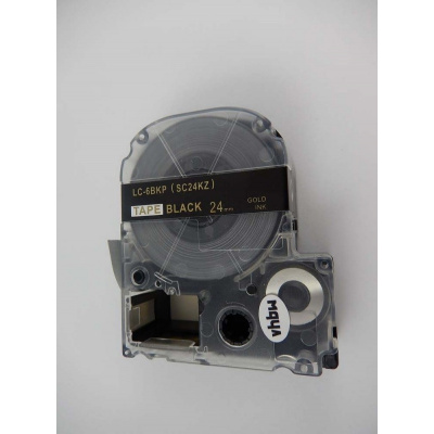 Epson LK-6BKP, SC24KZ, C53S672096, 24mm x 9m, gold text / black tape, compatible tape