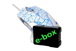 E-blue Mazer Pro Mouse, 2500 DPI, optical, 6 buttons, wired USB, white-blue, gaming, e-box