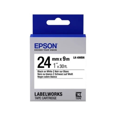 Epson LabelWorks LK-6WBN C53S656006 24mm x 9m, black text / white tape, original tape