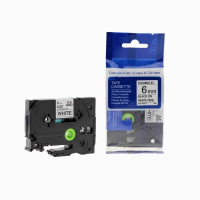 Compatible tape Brother TZ-FX211/TZe-FX211, 6mm x 8m, flexi, black text/white tape