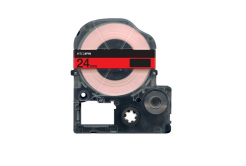 Epson HTC24PW, 24mm x 8m, black text / pink tape, compatible tape