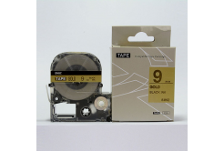 Epson LC-SM9ZW, 9mm x 8m, black text / gold tape, compatible tape