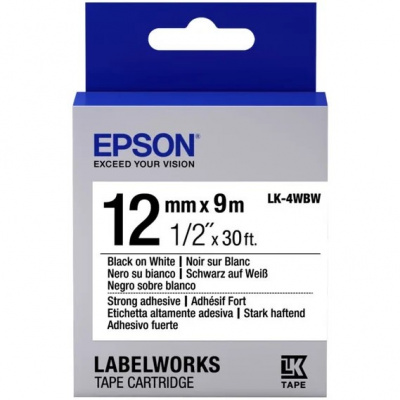 Epson LabelWorks LK-4WBW C53S654016 12mm x 9m, black text / white tape, strong adhesive, original tape