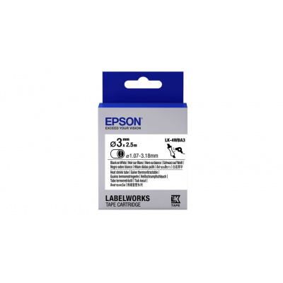 Epson LK-4WBA3 C53S654903 4mm x 3m, black text / white tape, original heat shrink