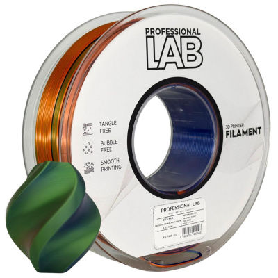 Professional Lab FG-P106-E1, 3D filament, PLA Silk, 1,75mm, 1000g, Tri Color, Orange, Blue, Green