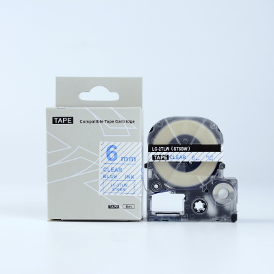 Epson LK-2TLN, ST6BW, 6mm x 9m, blue text / clear tape, compatible tape