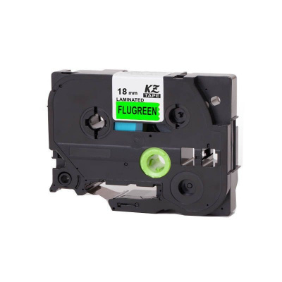 Compatible tape Brother TZ-D41/TZe-D41, signal 18mm x 8m, black text/green tape