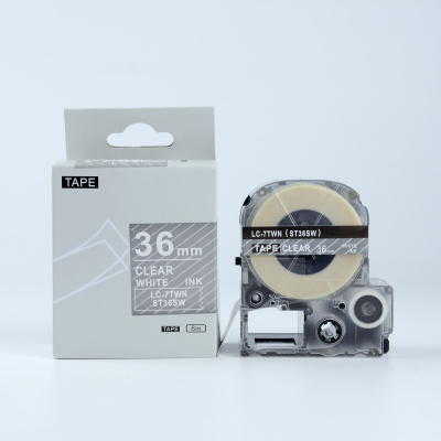 Epson LK-7TWN, ST36SW, 36mm x 9m, white text / clear tape, compatible tape