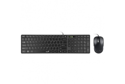 Genius SlimStar C126 COPILOT, keyboard set with optical mouse, CZ/SK, wired (USB), black, low-profile