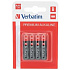 VERBATIM Alkaline Batteries AAA, 4 PACK, LR3