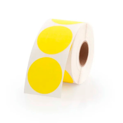 Self-adhesive labels rounded 35 mm, 1000 pcs, yellow paper for TTR, roll