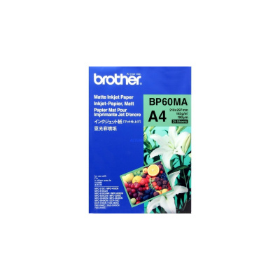 Brother Inkjet Paper Matte BP60MA, 145 g/m2, A4, 25pcs, matte, inkjet, white, photo paper