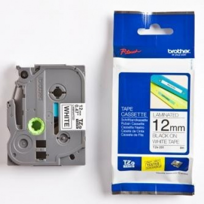 Brother TZ-231 / TZe-231, 12mm x 8m, black text / white tape, original tape