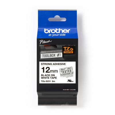 Brother TZ-S231 / TZe-S231 Pro Tape, 12mm x 8m, black text/white tape, original tape