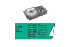 Casio XR-6GN1, black text/green tape, non-laminated