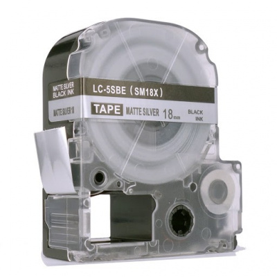 Epson LK-5SBM, SM18X, C53S672094, 18mm x 9m, black text / matte silver tape, compatible tape