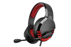 Marvo HG9022, headphones with microphone, volume control, black-red, 7.1 (virtual), LED, backlit, USB type