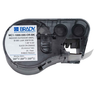 Brady MC1-1000-595-OR-BK / 131593, slef-adhesive tape 25.40 mm x 7.62 m