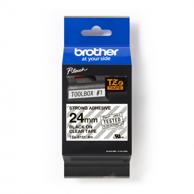 Brother TZ-S151 / TZe-S151 Pro Tape, 24mm x 8m, black text/translucent tape, original tape
