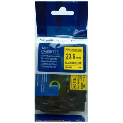 Compatible tape Brother HSe-651, 23,7mm x 1,5m, black text / yellow tape