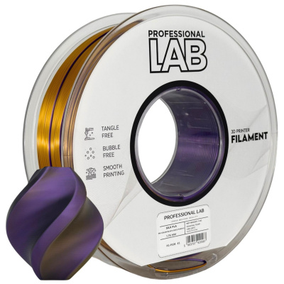 Professional Lab FG-P108-E1, 3D filament, PLA Silk, 1,75mm, 1000g, Tri Color, Black, Gold, Purple