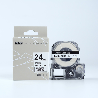 Epson LK-SS24KW, 24mm x 9m, black text / white tape, compatible tape