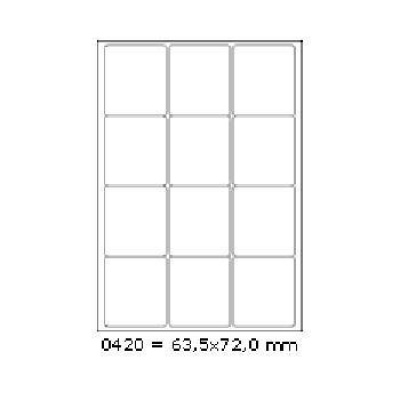 Self-adhesive labels 63,5 x 72 mm, 12 labels, A4, 100 sheets