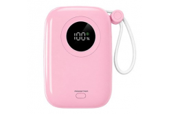 Powerton ENERGY PASTEL EDITION Power Bank 10000mAh, 2x USB-C, 22.5W, integrated cable, pink