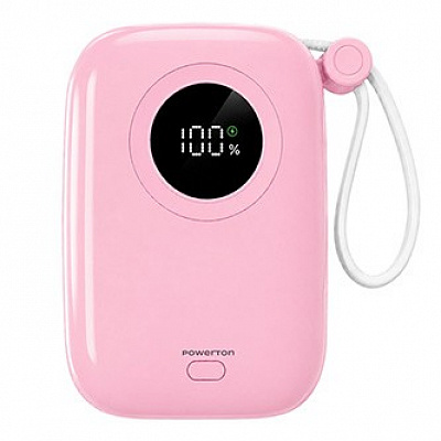 Powerton ENERGY PASTEL EDITION Power Bank 10000mAh, 2x USB-C, 22.5W, integrated cable, pink