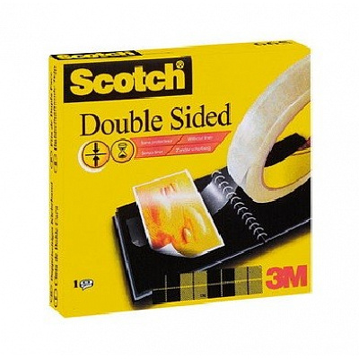3M Scotch Double-Sided Adhesive Tape for Packaging Many Types of Packages, Transparent, 12 mm x 33 m (665)