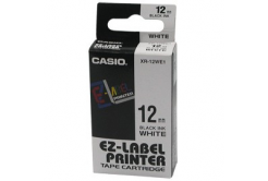 Casio XR-12WE1, 12mm x 8m, black text/white tape, original tape