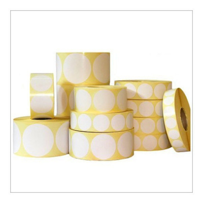 Self-adhesive PP (polypropylen) labels, rounded, 35mm, 1000 pcs for TTR, white, roll