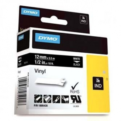 Dymo Rhino 1805435, 12mm x 5,5m, white text/black tape, original tape